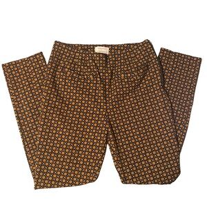 Anthropologie Black and Orange Patterned Trousers